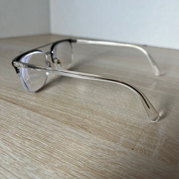 Prada VPR63U LGF-1O1 Eyeglasses Gunmetal Clear Top Bridge 52-19-145 READ - Picture 7 of 10